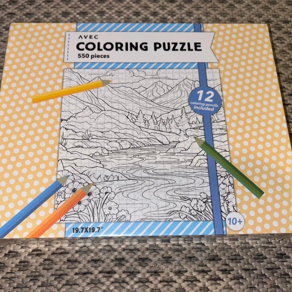 NWT Coloring Puzzle 550 Pieces Landscape Mountains Kids Crafts Art Activities